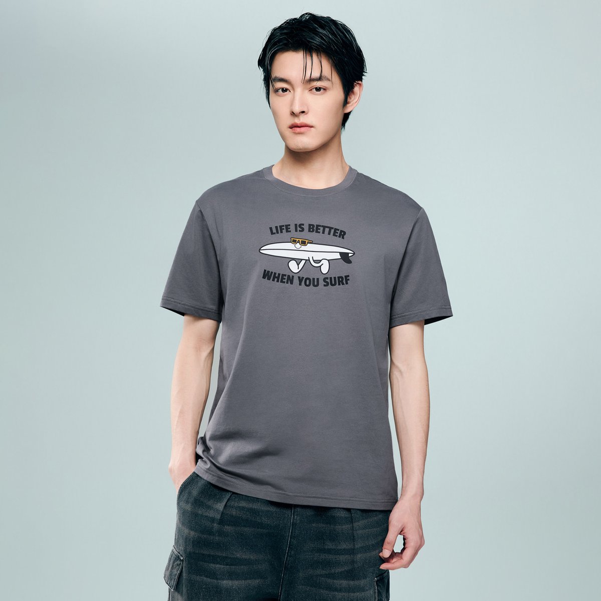 Men's Cotton Jersey Crew‑Neck Print Tee - Giordano Online
