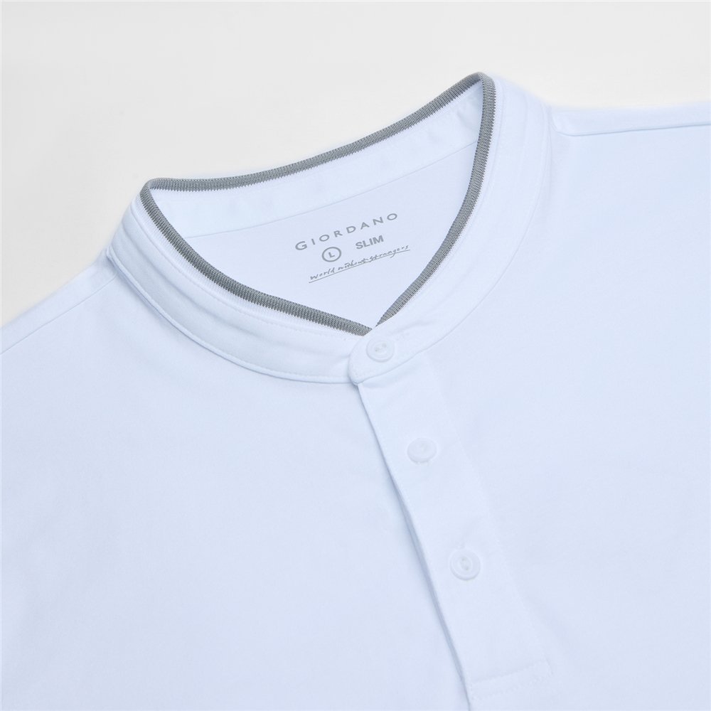 Men's Cotton Jersey Henley Short Sleeve Slim Fit Tee - Giordano Online