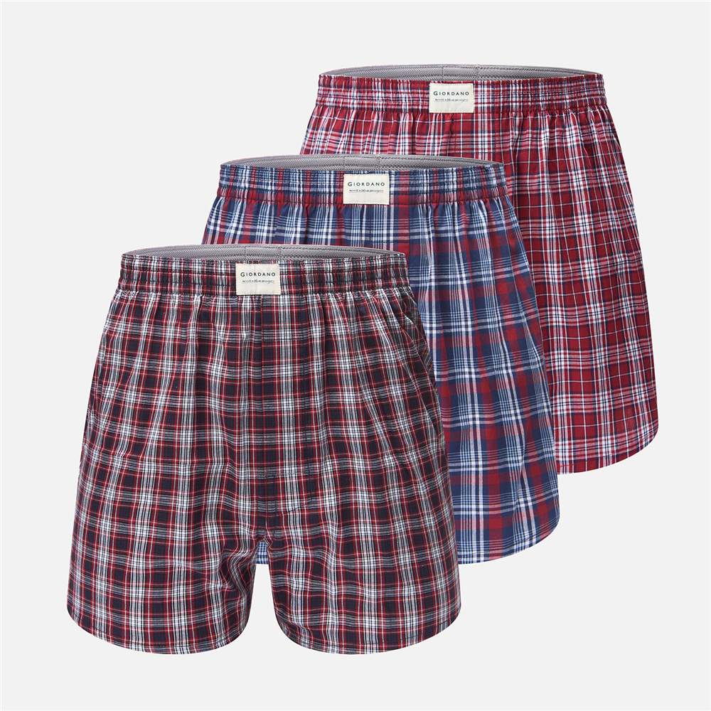 Men's Cotton Poplin Regular Fit 3 Pack Boxers - Giordano Online