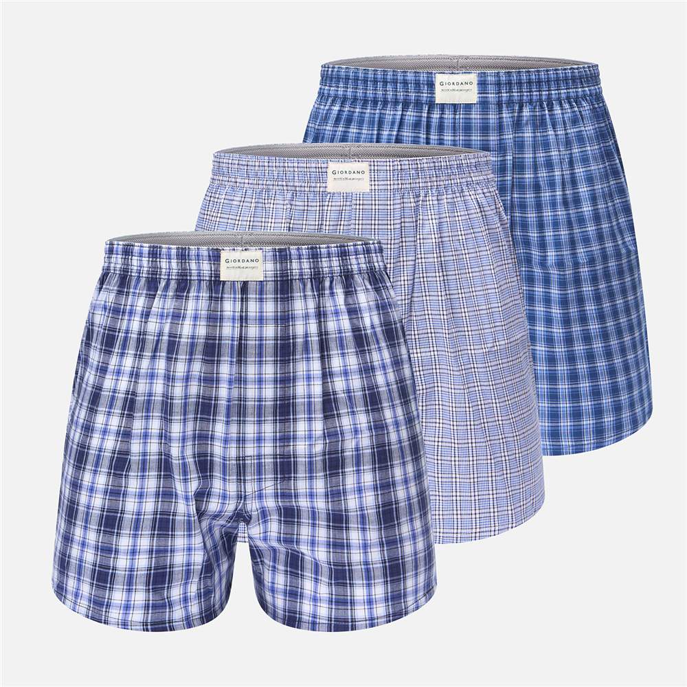 Men's Cotton Poplin Regular Fit 3 Pack Boxers - Giordano Online