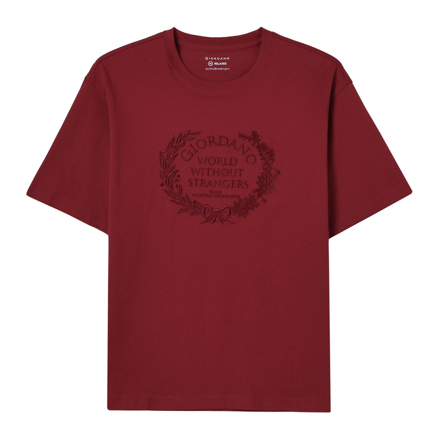 Men’s Crew Neck Short Sleeve Relax Fit Print Tee - Red - Giordano Online