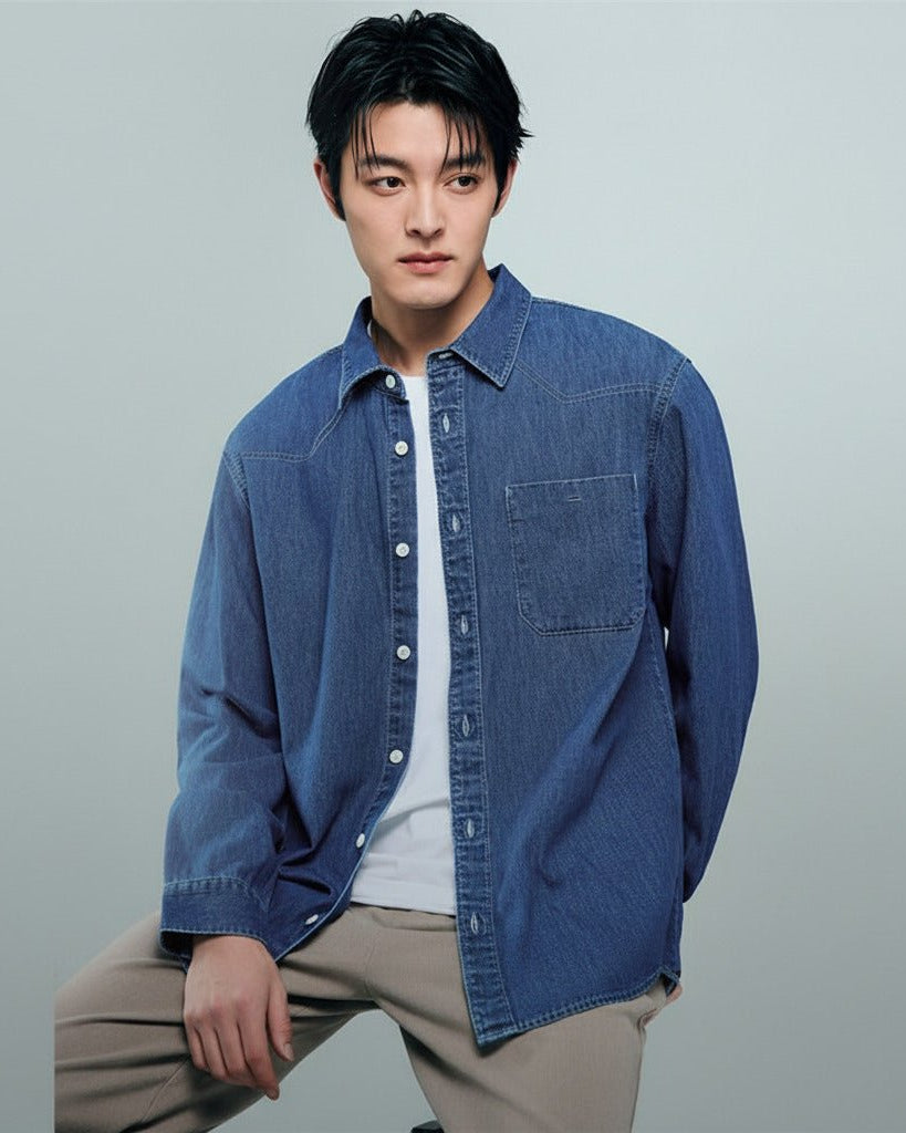 Men's Denim Relax Fit Shirt - Giordano Online