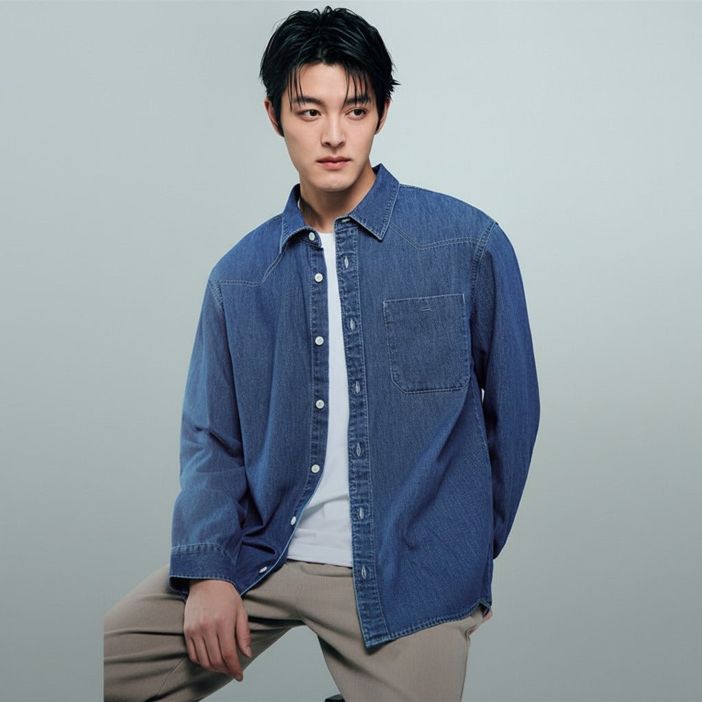 Men's Denim Relax Fit Shirt - Giordano Online