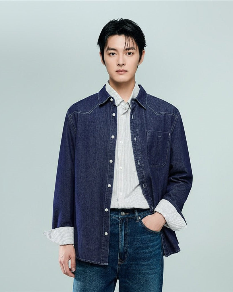 Men's Denim Relax Fit Shirt - Giordano Online