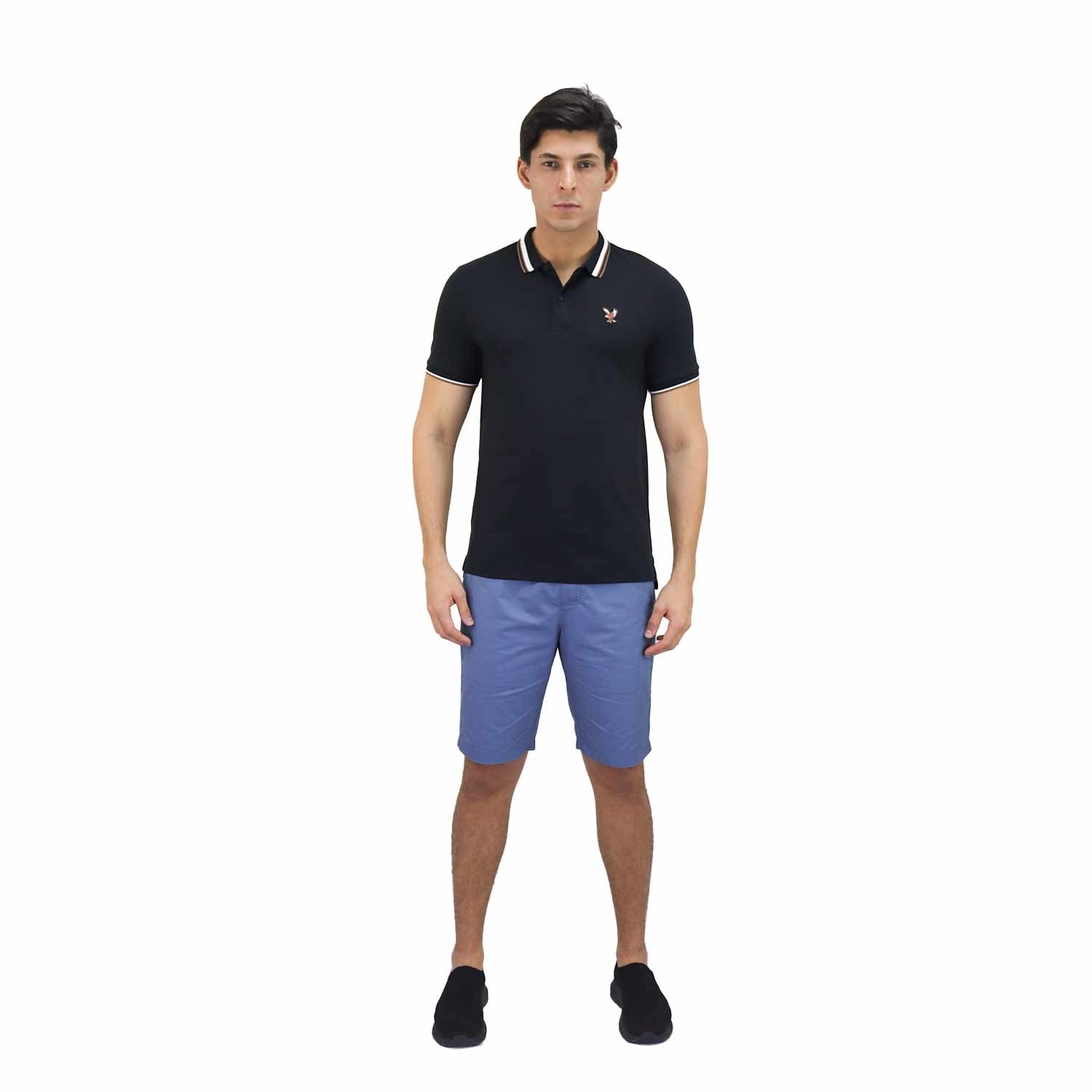 Men's Eagle Printed Solid Polo - Black - Giordano Online