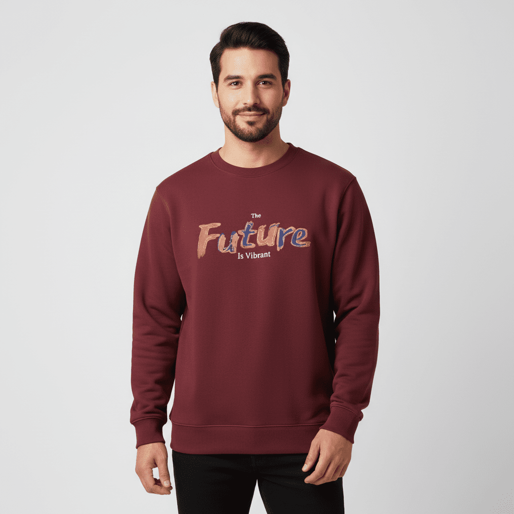Men’s French Terry Crew Neck Long Sleeve Printed Pullover - Giordano Online