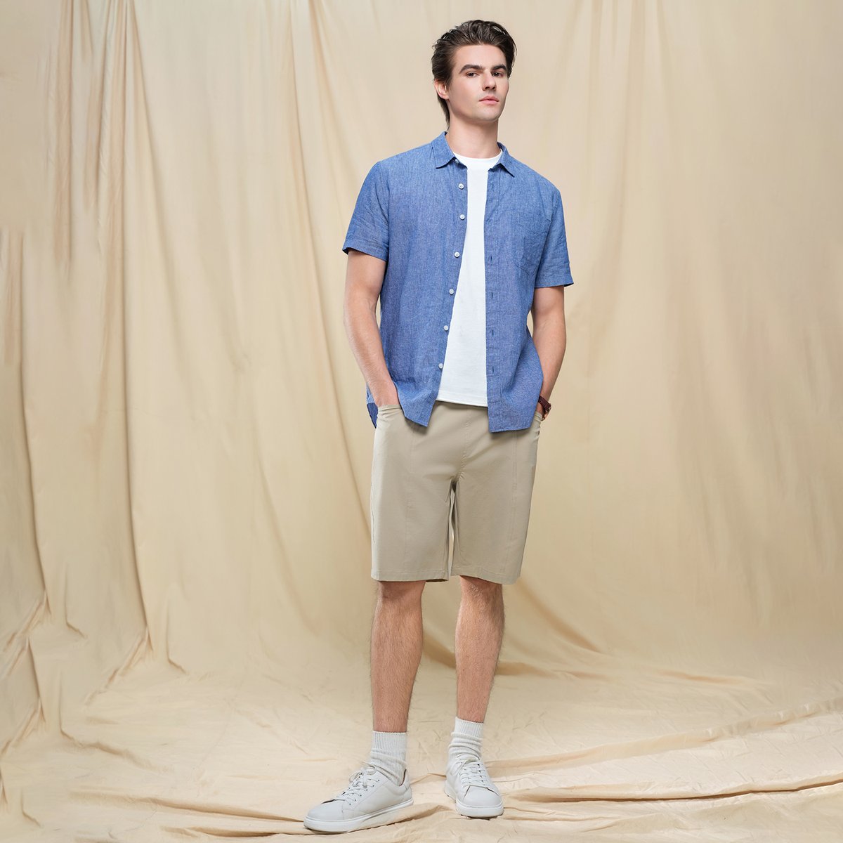 Men's Half Sleeve Linen Shirt - Giordano Online