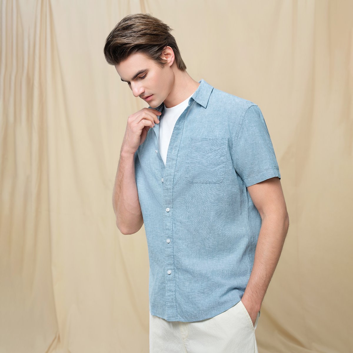 Men's Half Sleeve Linen Shirt - Giordano Online