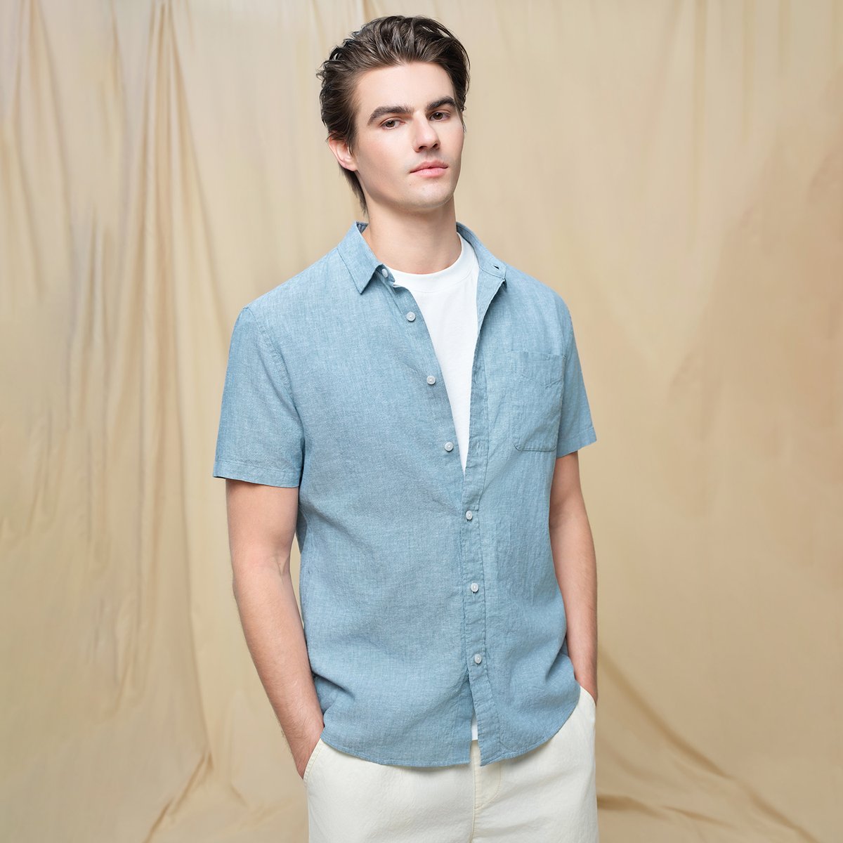 Men's Half Sleeve Linen Shirt - Giordano Online