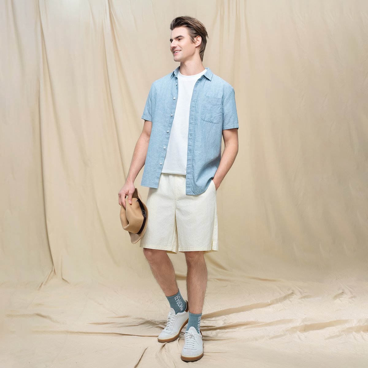 Men's Half Sleeve Linen Shirt - Giordano Online