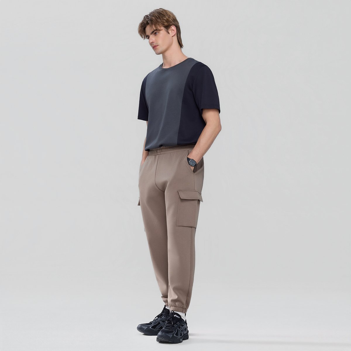 Men’s Interlock Jogger with Relaxed Tapered Fit - Khaki - Giordano Online