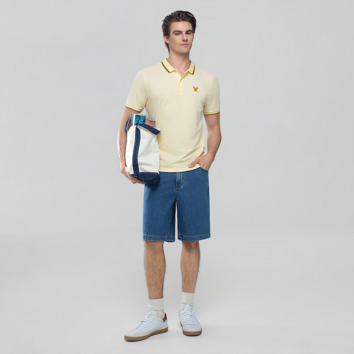 Men's Knit Collar Short Sleeve Slim Fit Embroidered Polo - Giordano Online