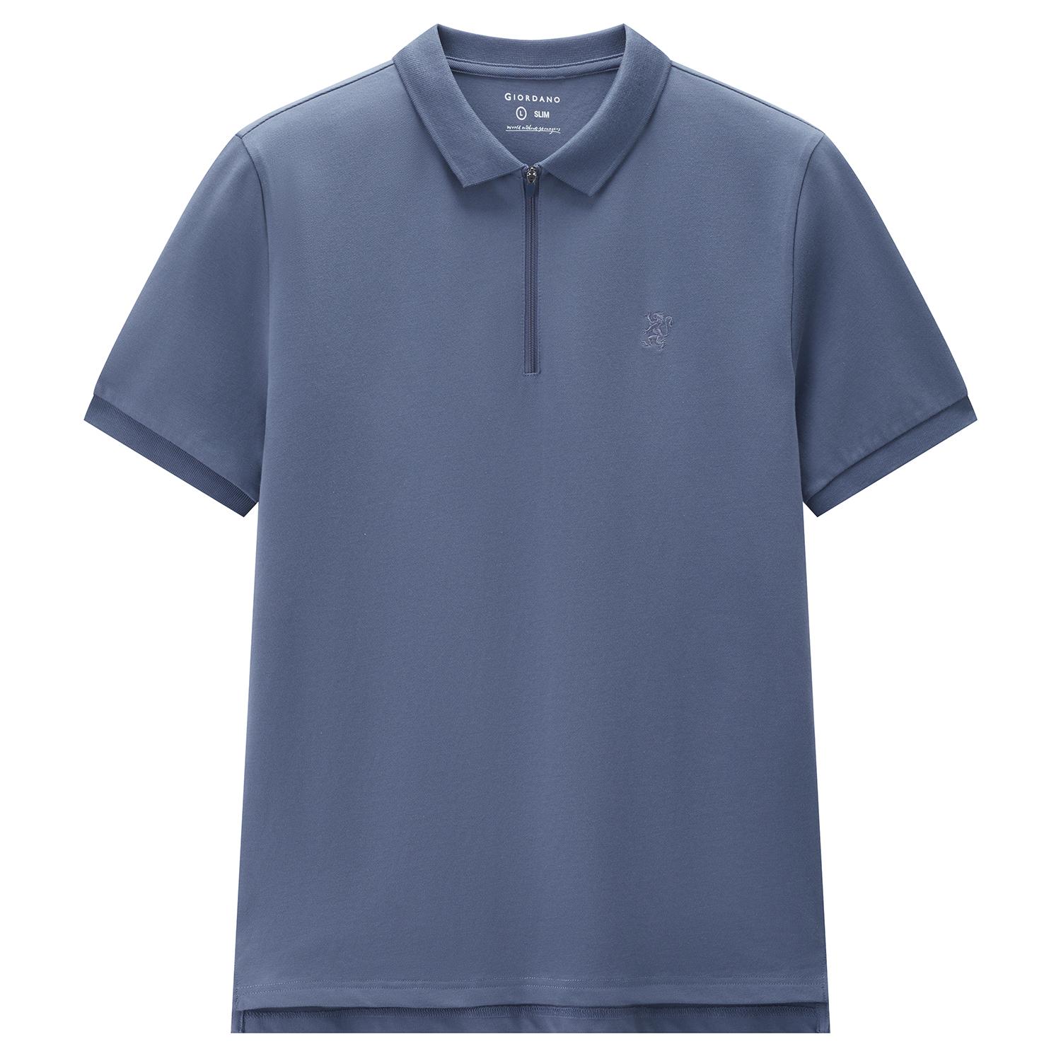 Men's Knit Collar Short Sleeve Slim Fit Zipper Polo - Giordano Online