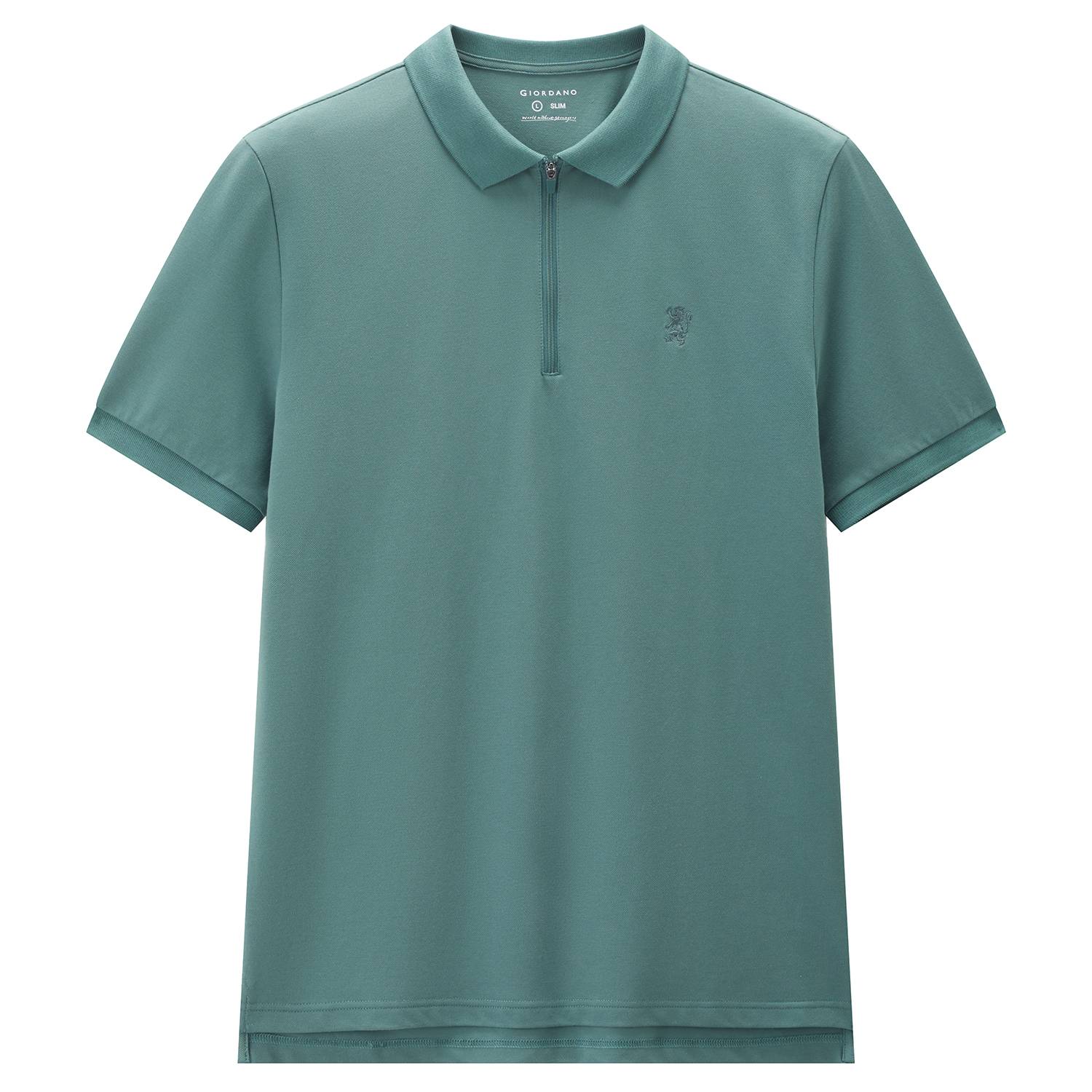 Men's Knit Collar Short Sleeve Slim Fit Zipper Polo - Giordano Online