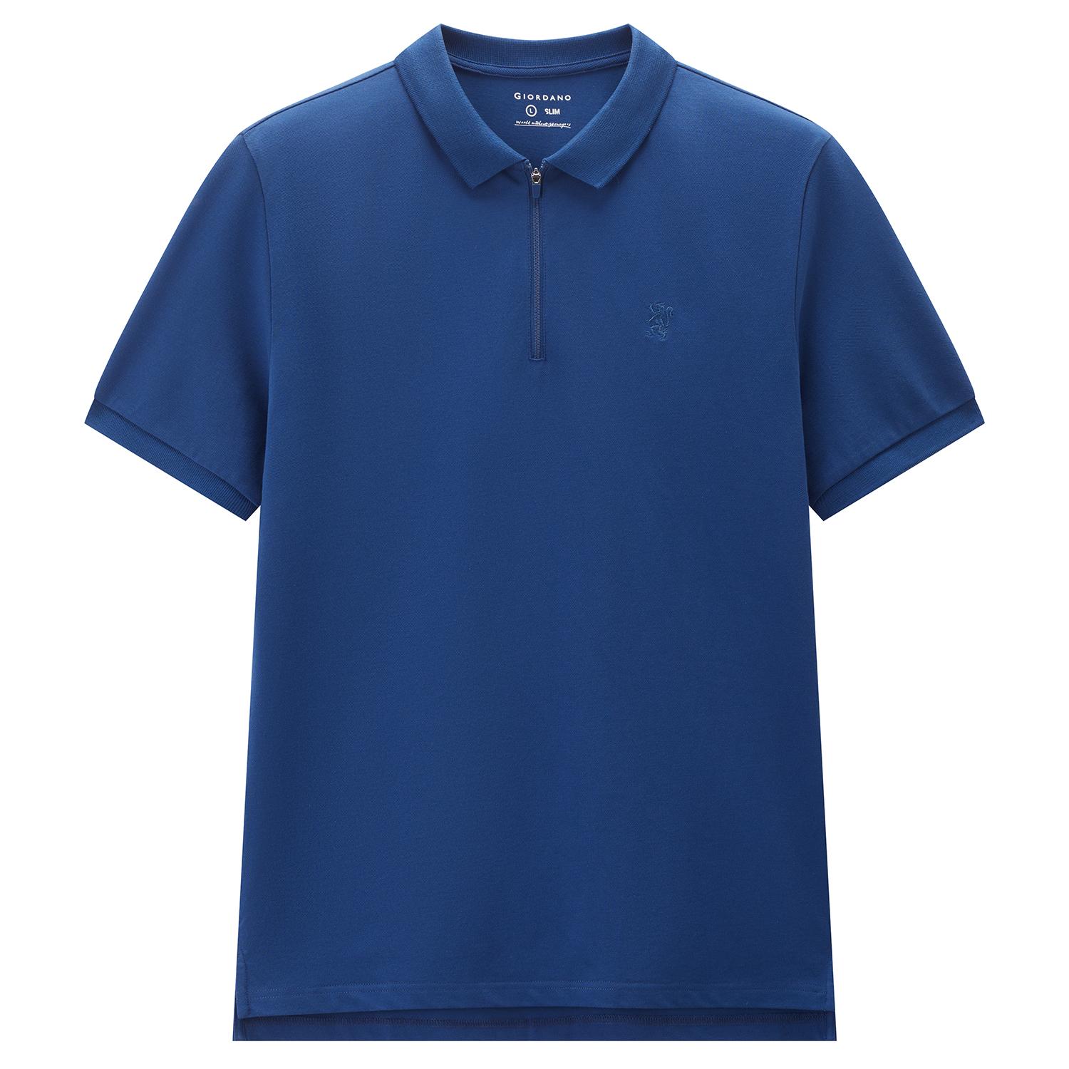 Men's Knit Collar Short Sleeve Slim Fit Zipper Polo - Giordano Online