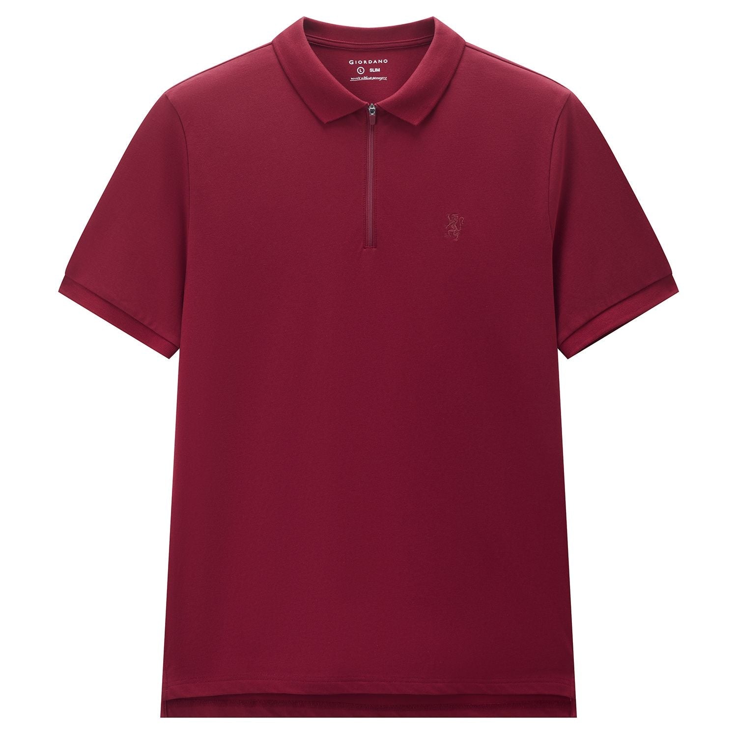 Men's Knit Collar Short Sleeve Slim Fit Zipper Polo - Giordano Online