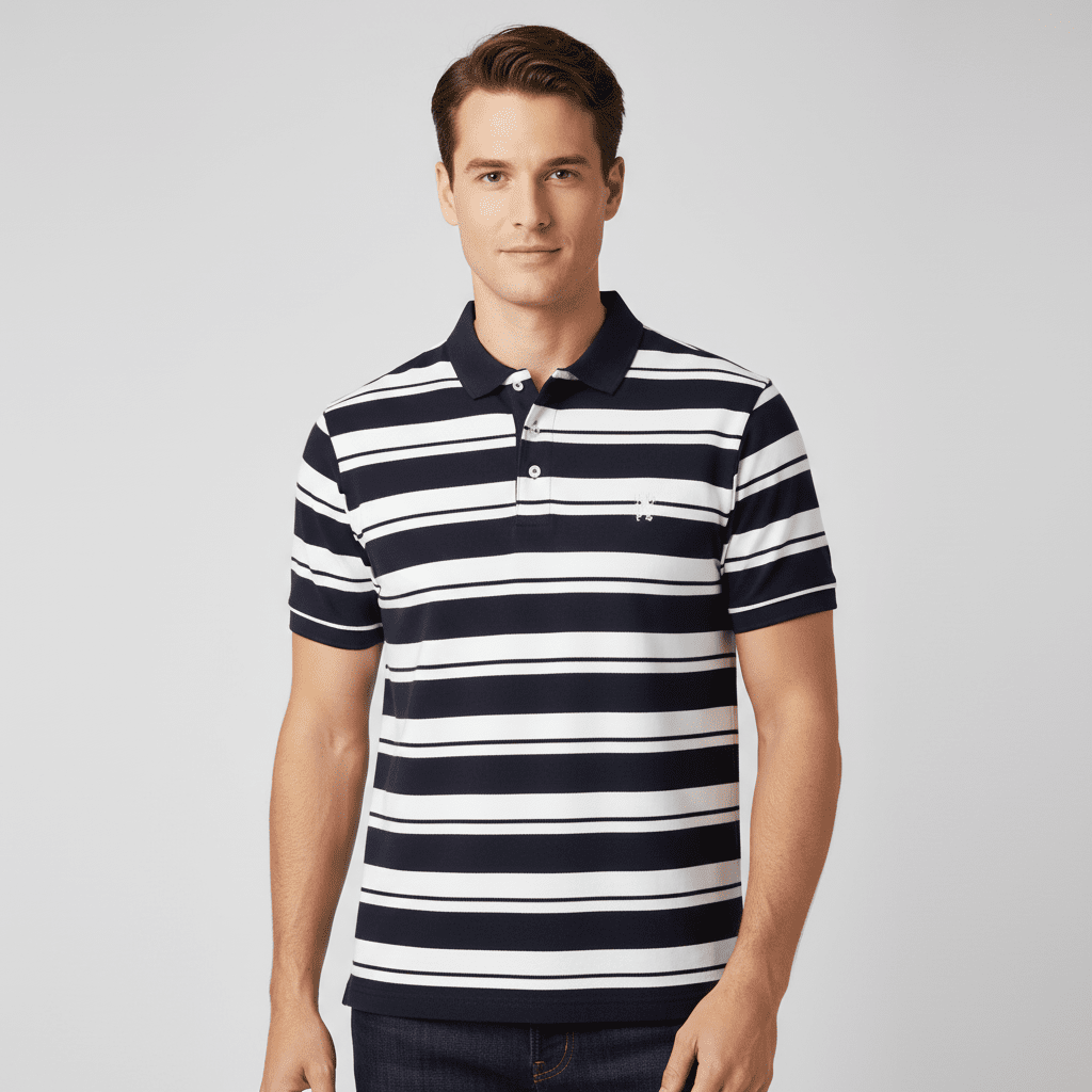 Men's Lion Embroidery Stripe Polo - Giordano Online