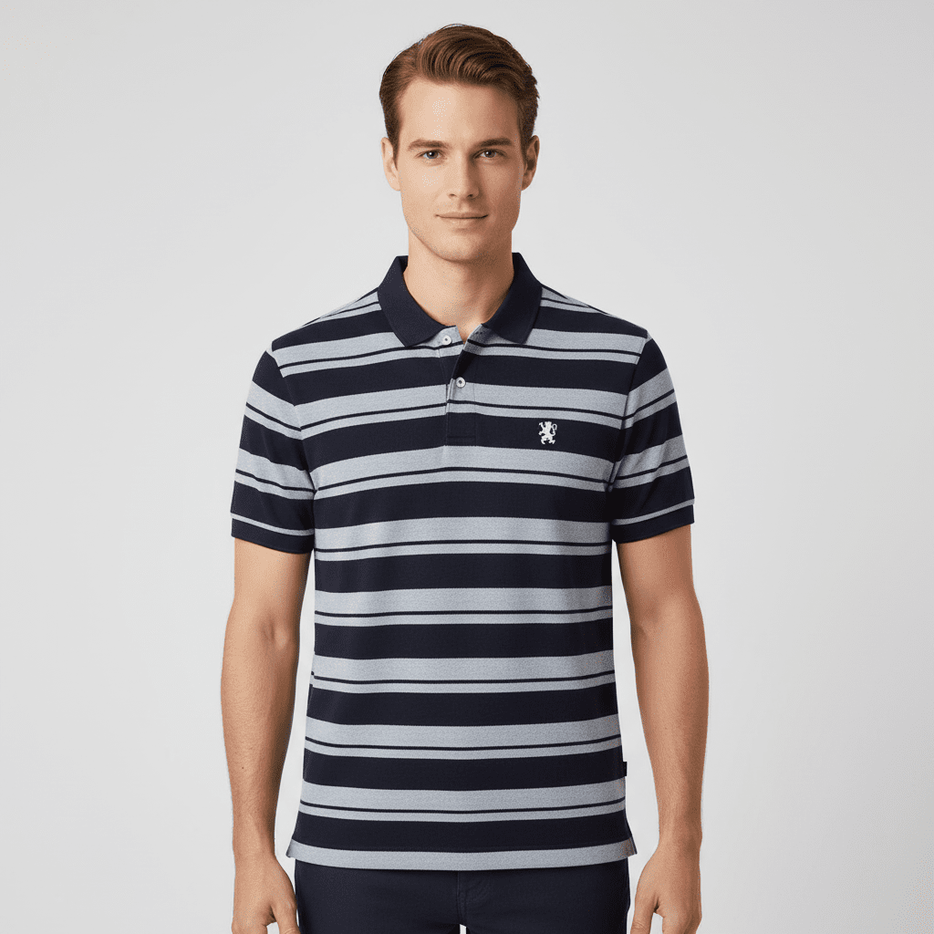 Men's Lion Embroidery Stripe Polo - Giordano Online