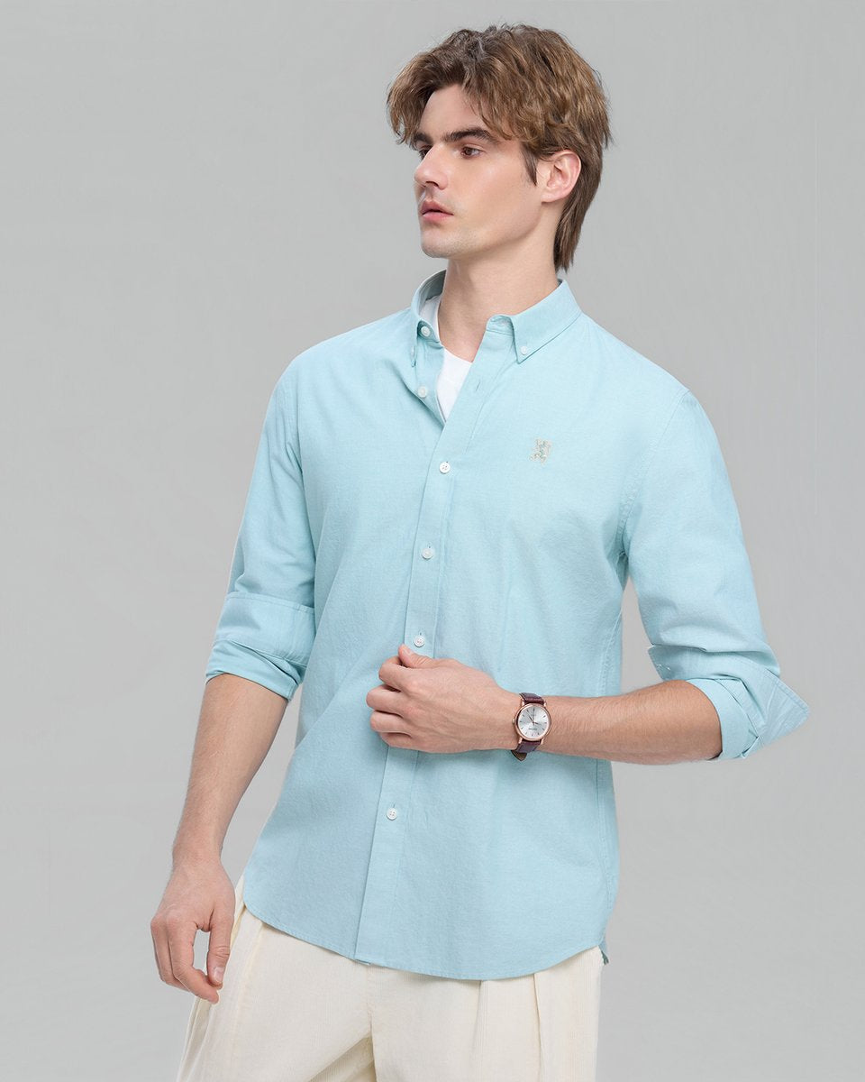 Men's Lion Oxford Slim Long Sleeve Shirt - Giordano Online