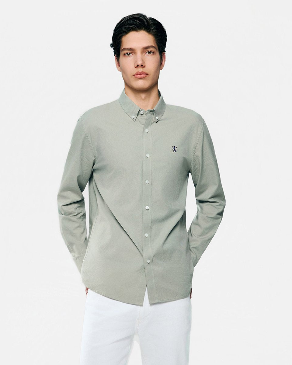 Men's Lion Oxford Slim Long Sleeve Shirt - Giordano Online
