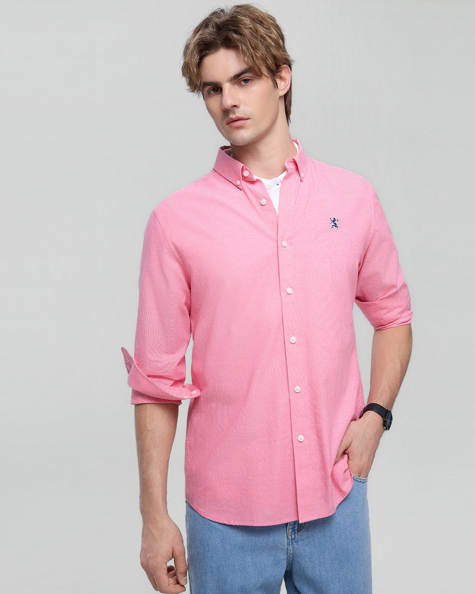 Men's Lion Oxford Slim Long Sleeve Shirt - Giordano Online