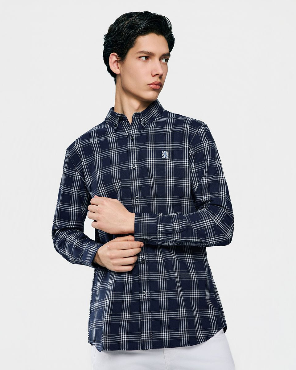 Men's Lion Oxford Slim Long Sleeve Shirt - Giordano Online