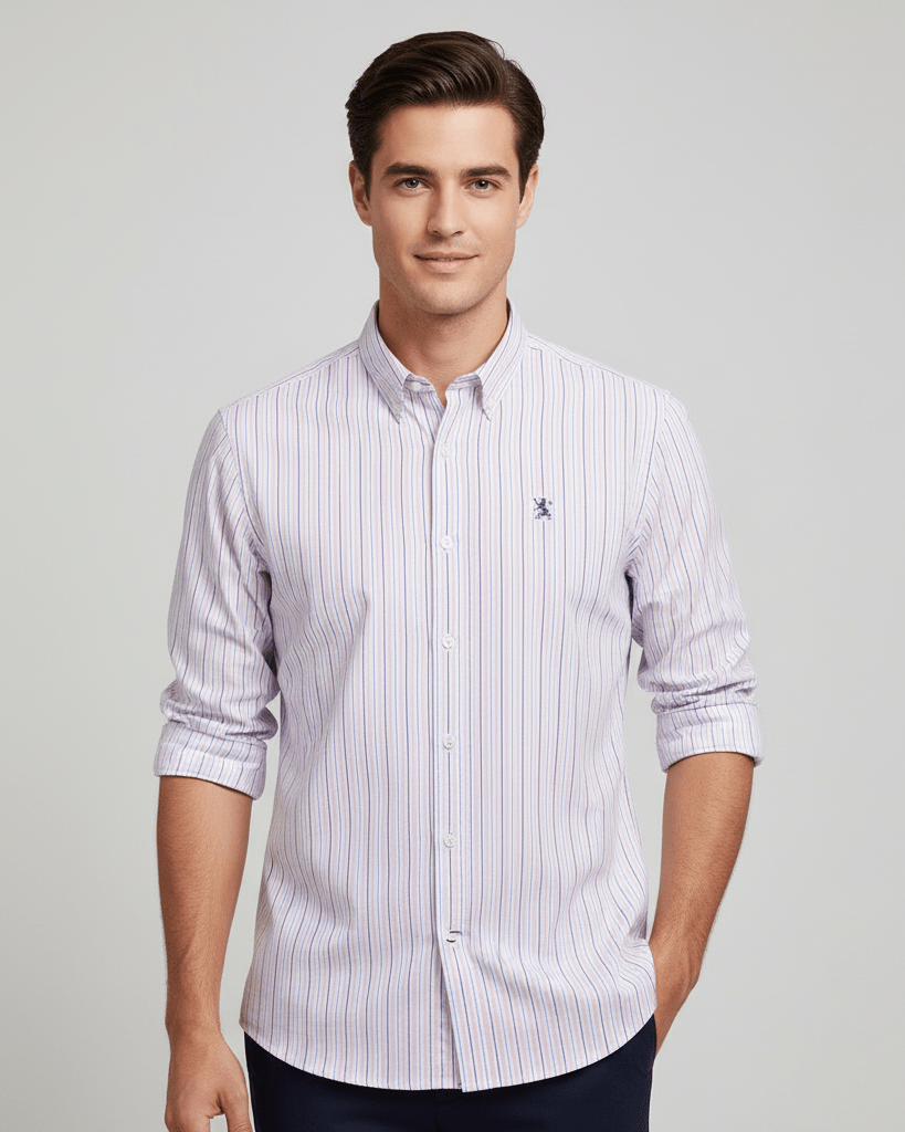 Men's Lion Oxford Slim Long Sleeve Shirt - Giordano Online