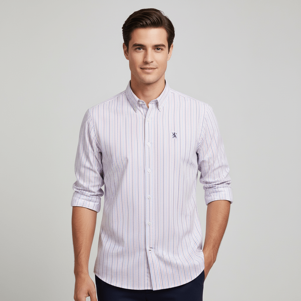 Men's Lion Oxford Slim Long Sleeve Shirt - Giordano Online