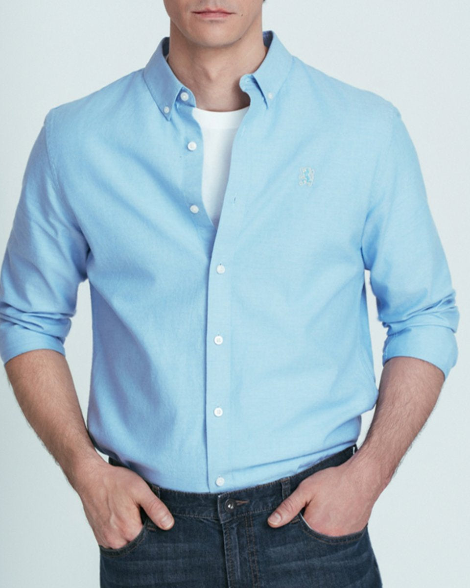 Men's Lion Oxford Slim Long Sleeve Shirt - Giordano Online