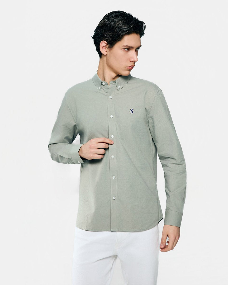 Men's Lion Oxford Slim Long Sleeve Shirt - Giordano Online