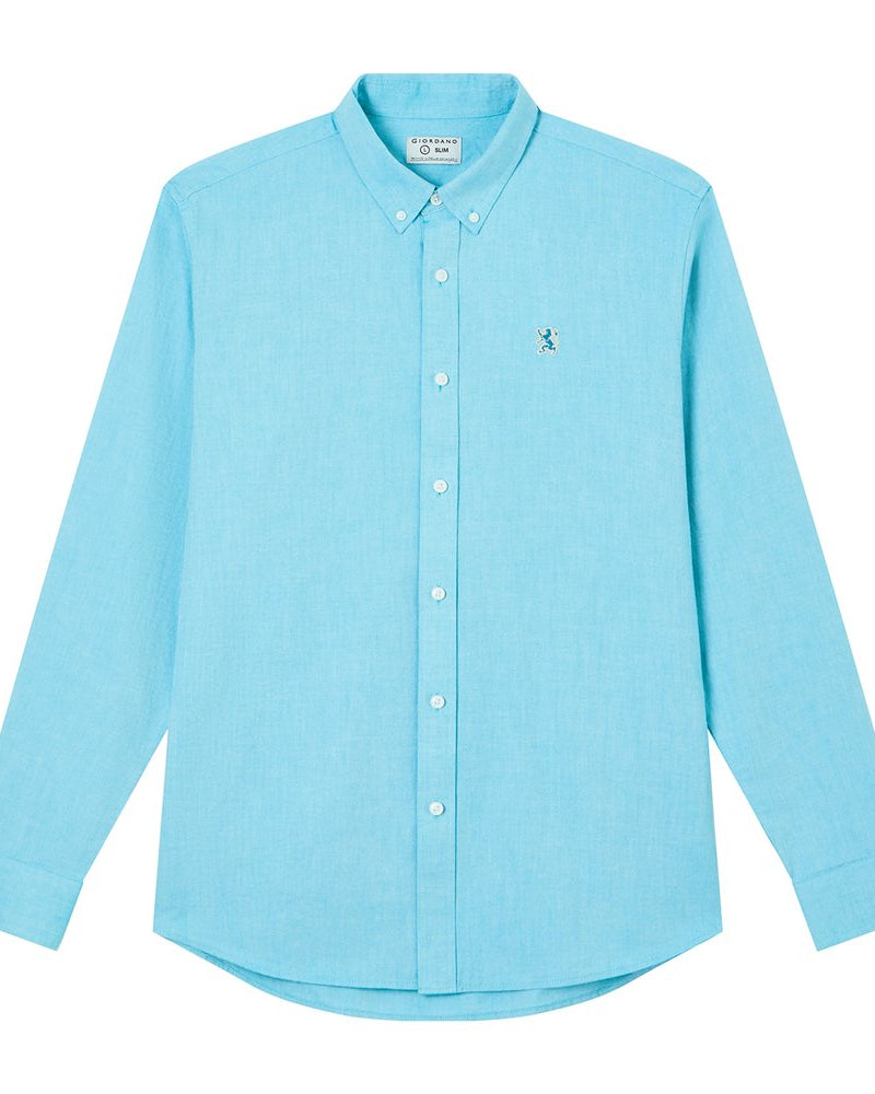 Men's Lion Oxford Slim Long Sleeve Shirt - Giordano Online