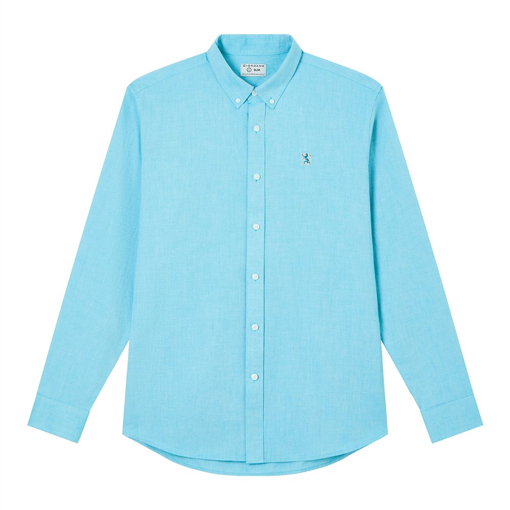 Men's Lion Oxford Slim Long Sleeve Shirt - Giordano Online