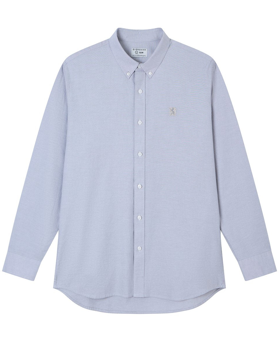 Men's Lion Oxford Slim Long Sleeve Shirt - Giordano Online