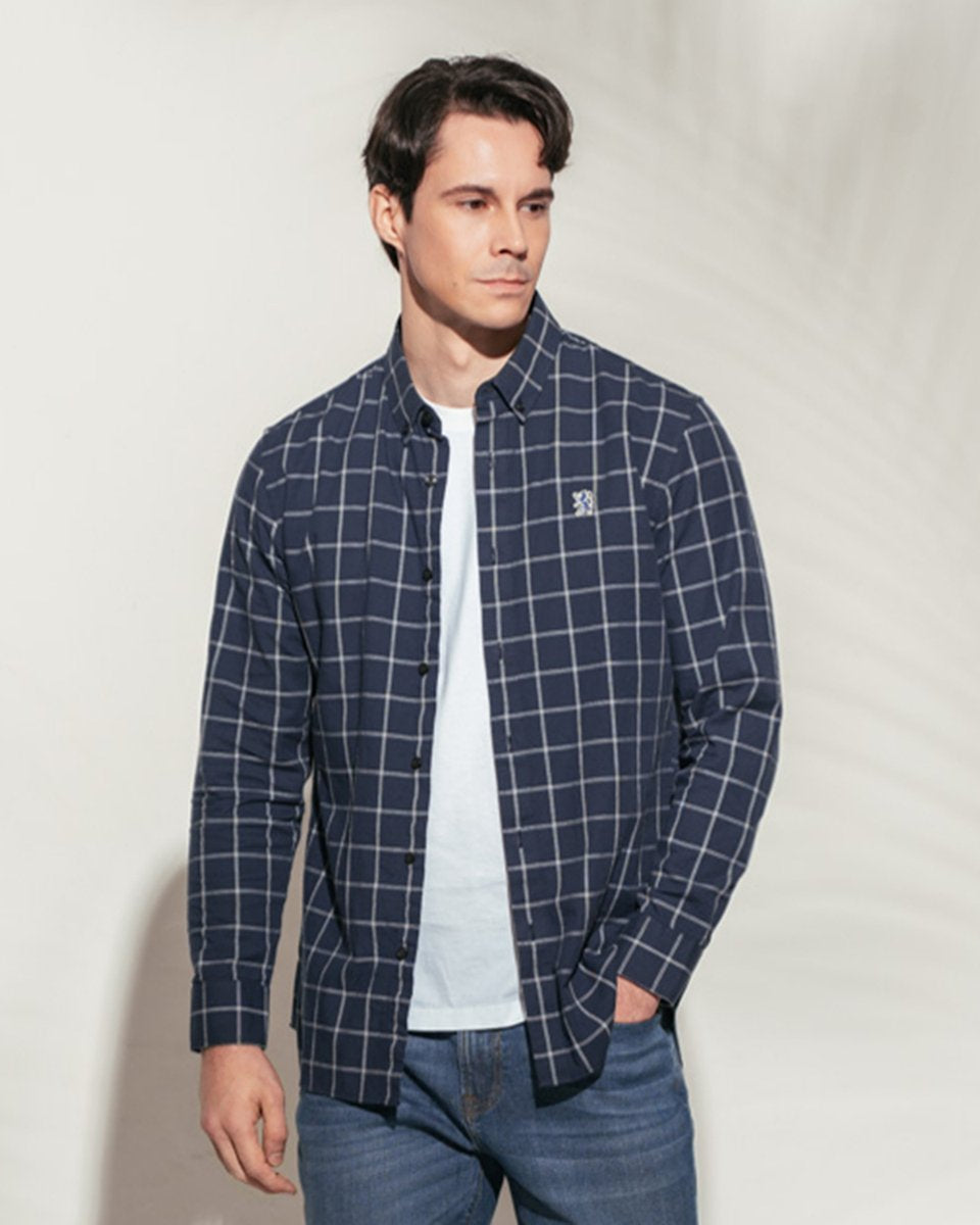 Men's Lion Oxford Slim Long Sleeve Shirt - Giordano Online