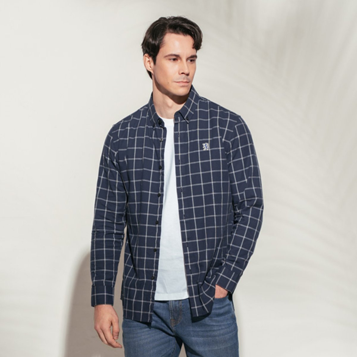 Men's Lion Oxford Slim Long Sleeve Shirt - Giordano Online