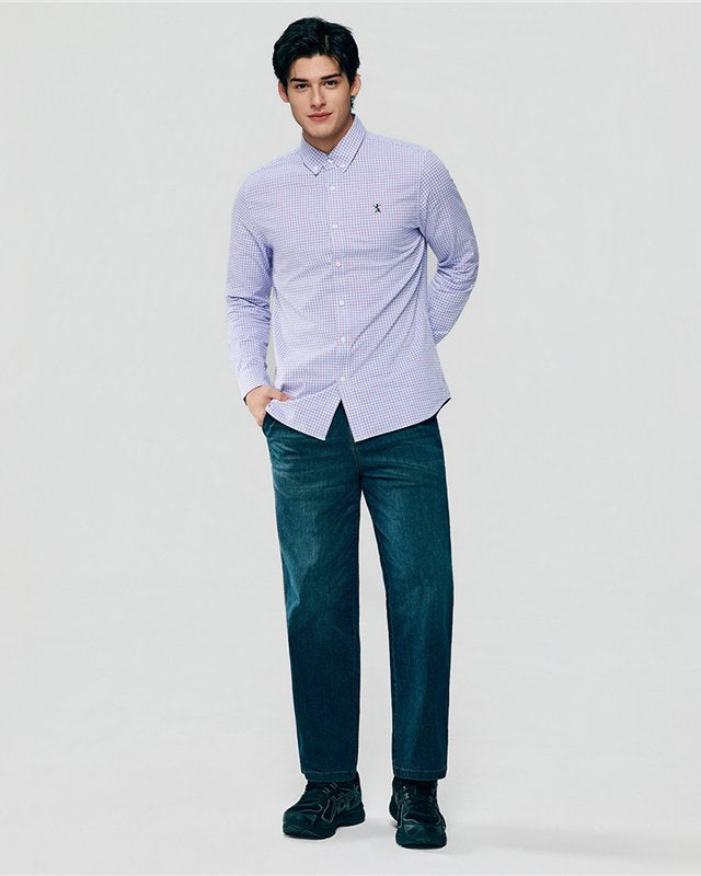 Men's Lion Oxford Slim Long Sleeve Shirt - Giordano Online