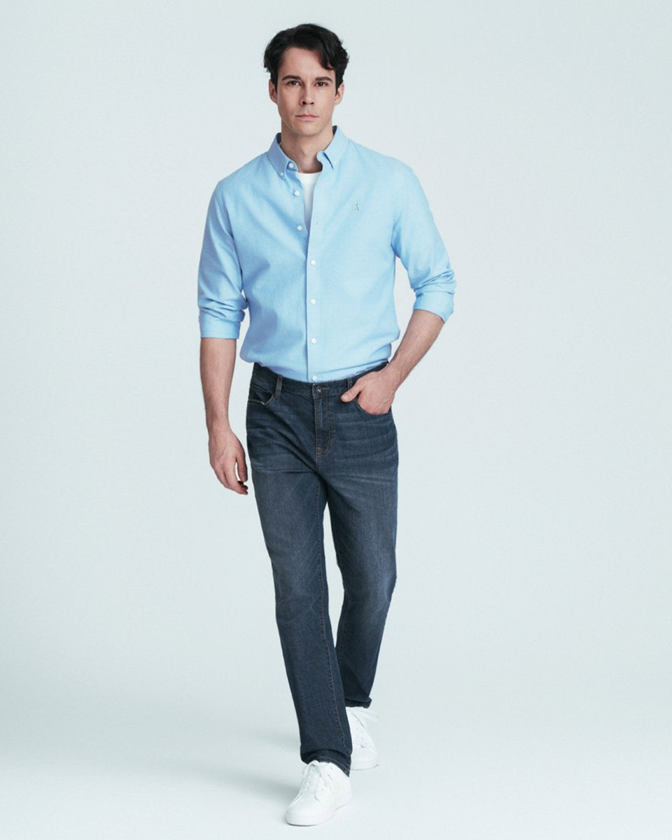 Men's Lion Oxford Slim Long Sleeve Shirt - Giordano Online