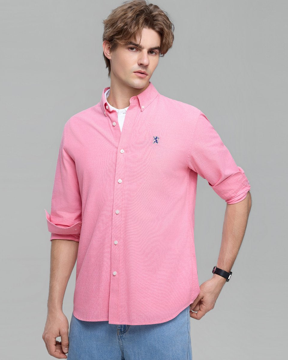 Men's Lion Oxford Slim Long Sleeve Shirt - Giordano Online