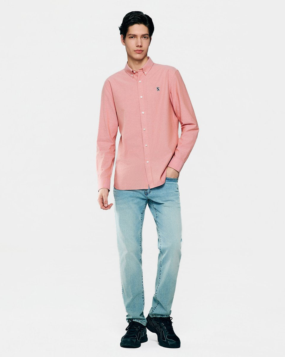 Men's Lion Oxford Slim Long Sleeve Shirt - Giordano Online