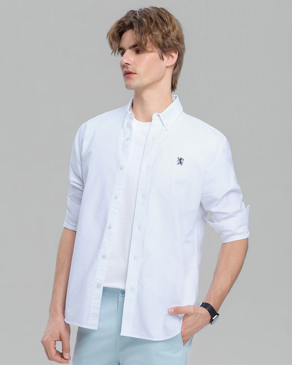 Men's Lion Oxford Slim Long Sleeve Shirt - Giordano Online