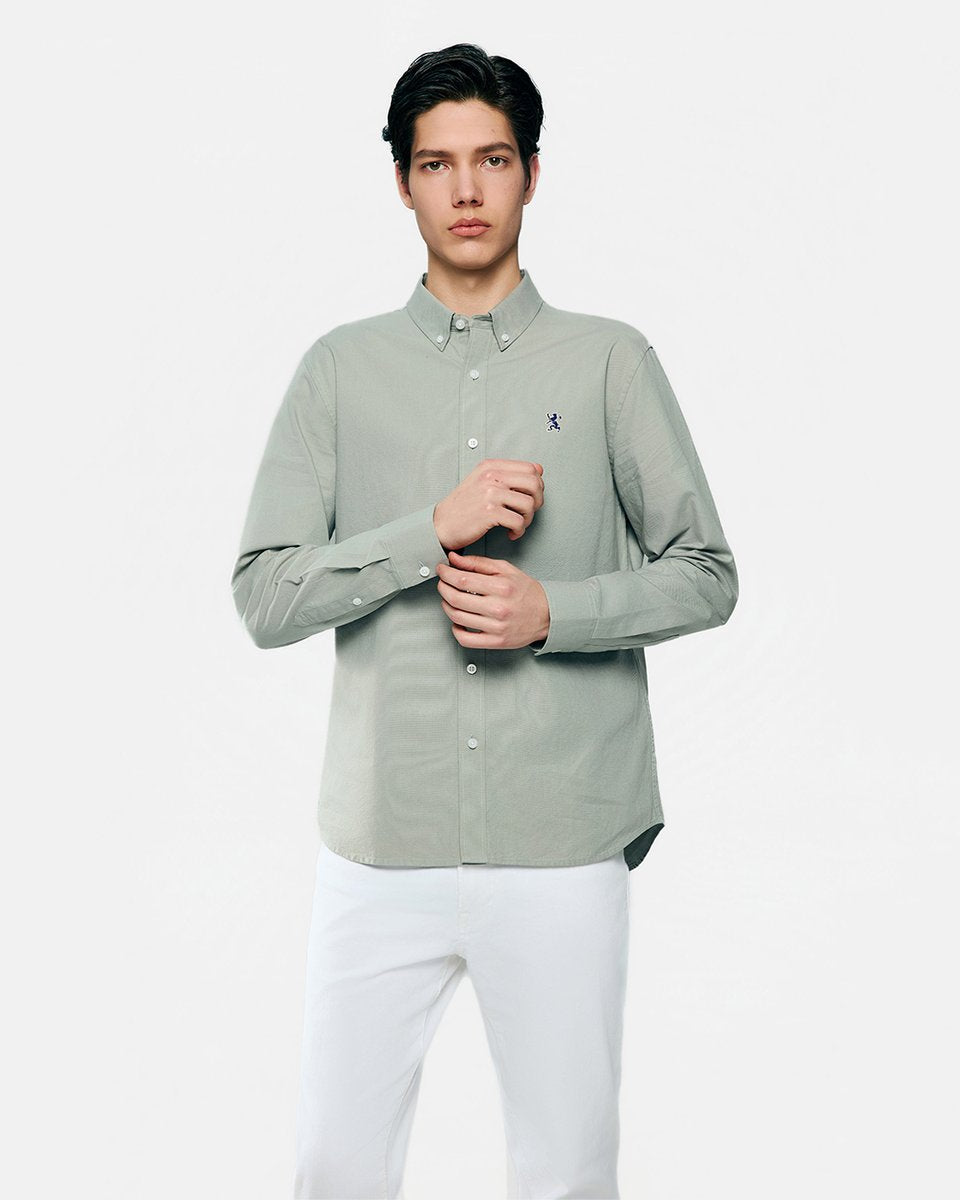 Men's Lion Oxford Slim Long Sleeve Shirt - Giordano Online