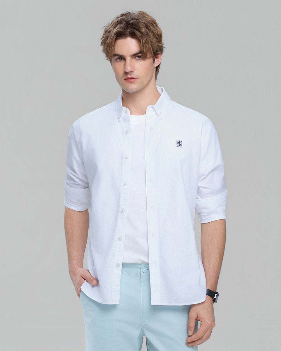Men's Lion Oxford Slim Long Sleeve Shirt - Giordano Online