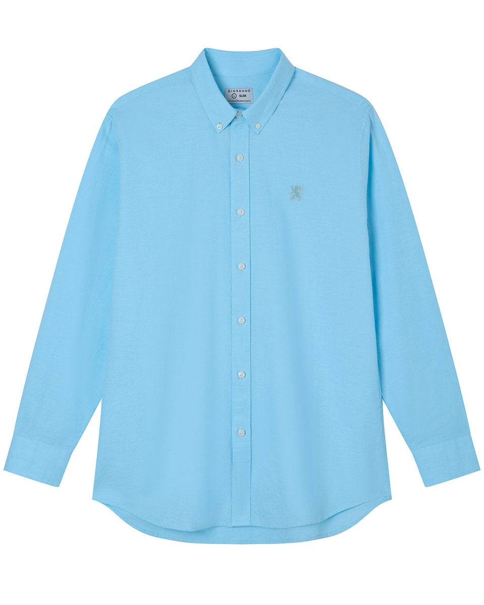 Men's Lion Oxford Slim Long Sleeve Shirt - Giordano Online