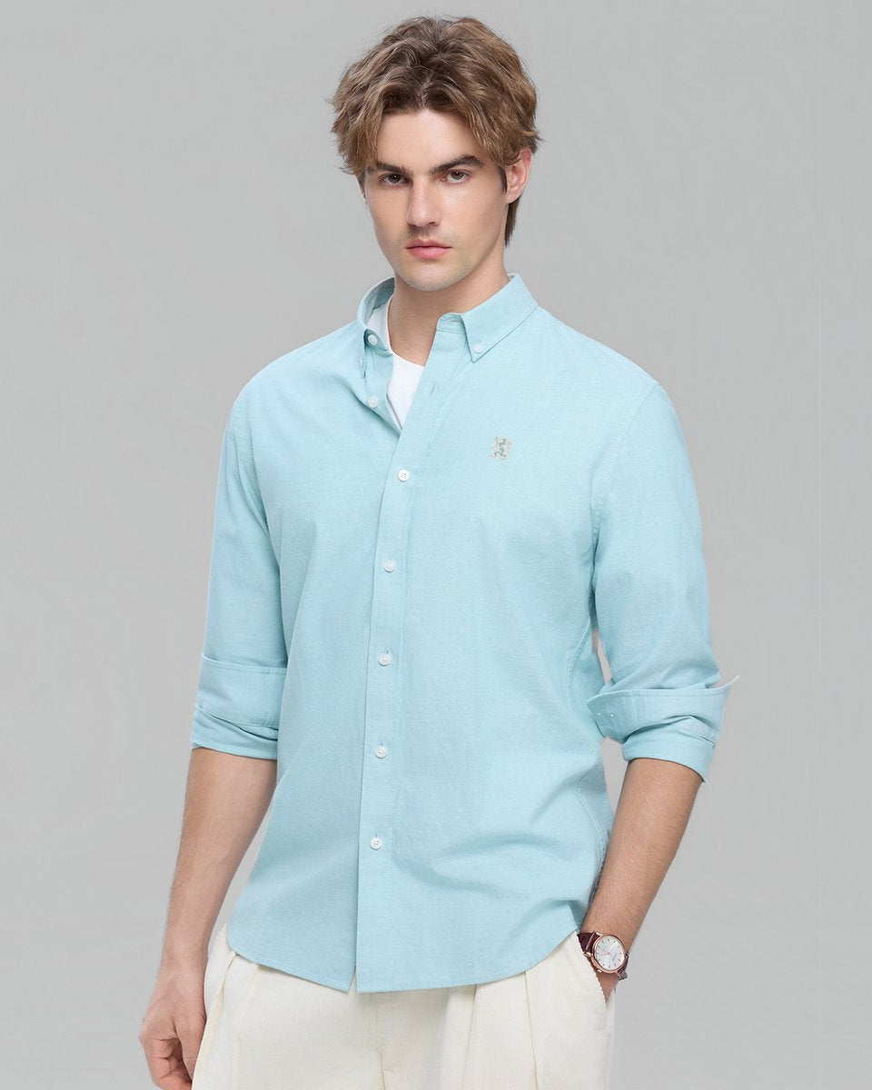 Men's Lion Oxford Slim Long Sleeve Shirt - Giordano Online