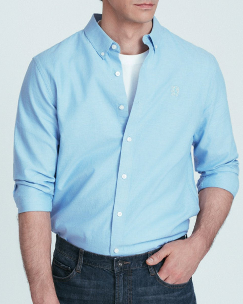 Men's Lion Oxford Slim Long Sleeve Shirt - Giordano Online