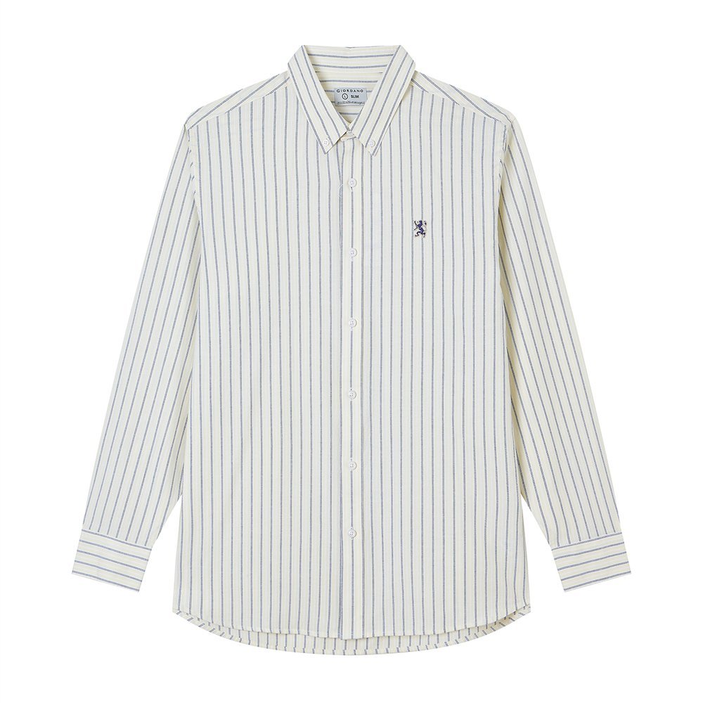 Men's Lion Oxford Slim Long Sleeve Shirt - Giordano Online