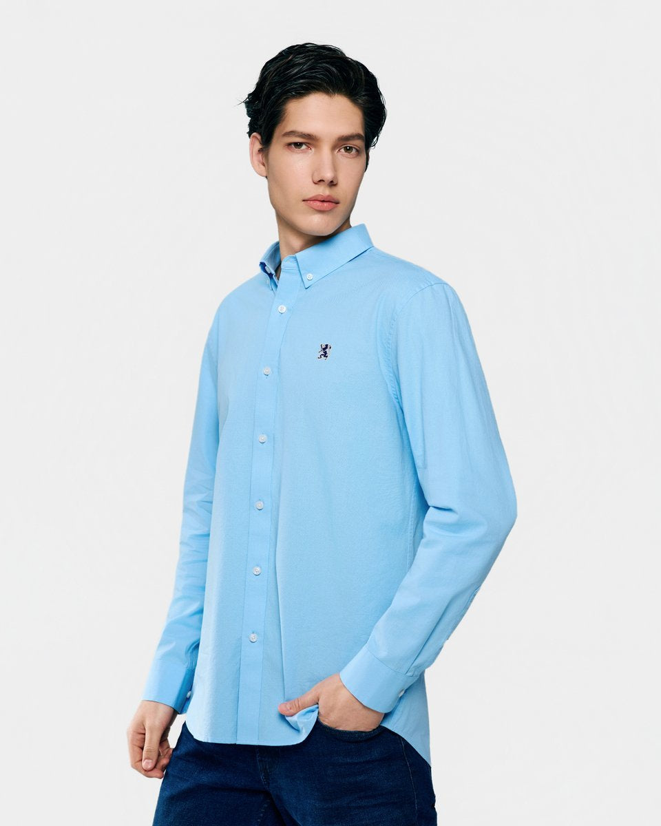 Men's Lion Oxford Slim Long Sleeve Shirt - Giordano Online