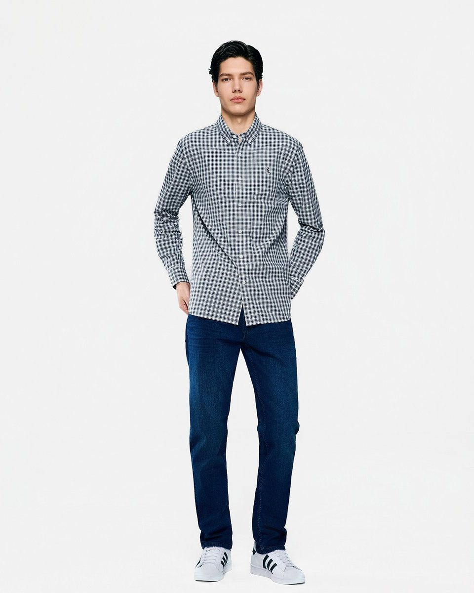 Men's Lion Oxford Slim Long Sleeve Shirt - Giordano Online