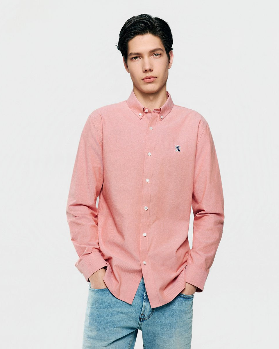 Men's Lion Oxford Slim Long Sleeve Shirt - Giordano Online