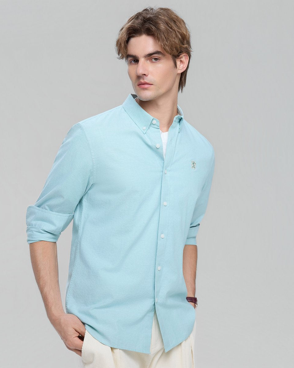 Men's Lion Oxford Slim Long Sleeve Shirt - Giordano Online